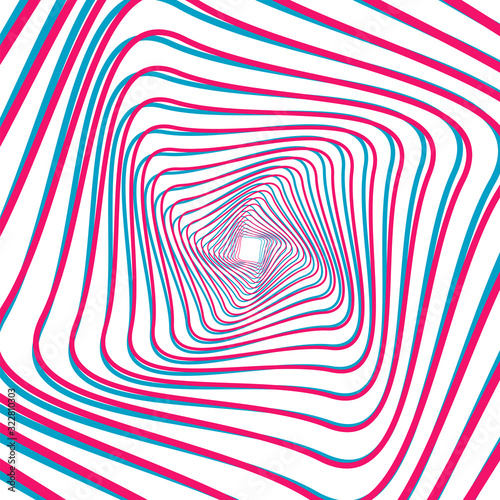 Abstract 3D background with simple geometric figure. Rotated square stylized design elements isolated on white. Vector