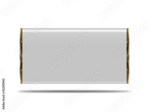 Chocolate packaging blank pack empty template isolated on white background. Mock up. 3D rendering.