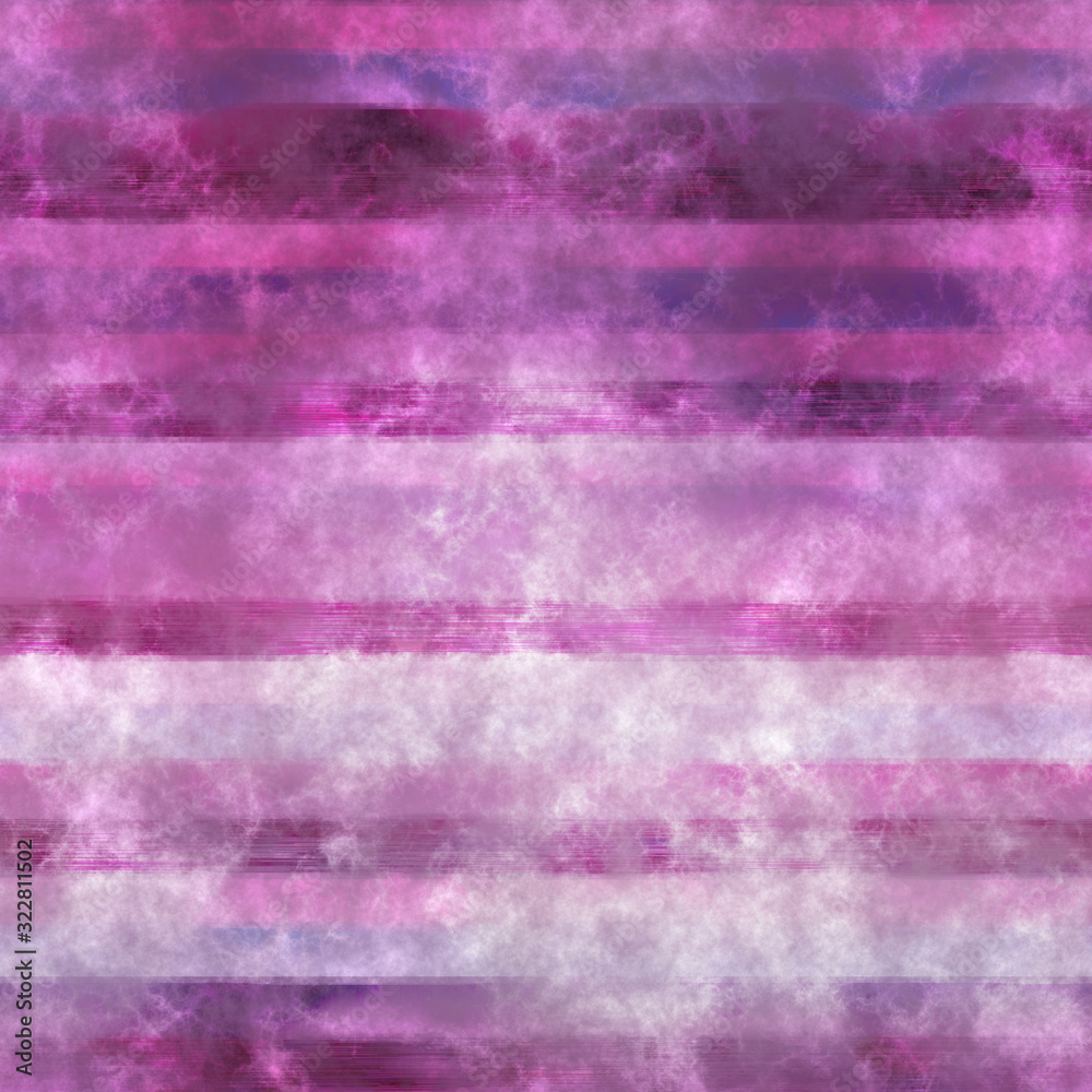Obraz premium Water damage stripe bleed faded ink washed messy distressed noisy brushed mottled stained pink purple ageing grungy leaking stained print. Seamless repeat raster jpg pattern swatch.