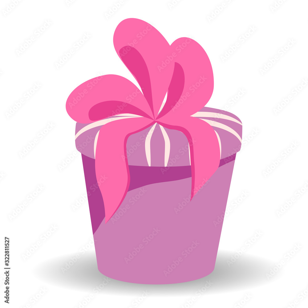 Beautiful present box with overwhelming bow. Gift box icon. Gift symbol. Christmas gift box Beautiful present box with overwhelming bow. Gift box icon. Gift symbol. Christmas gift box