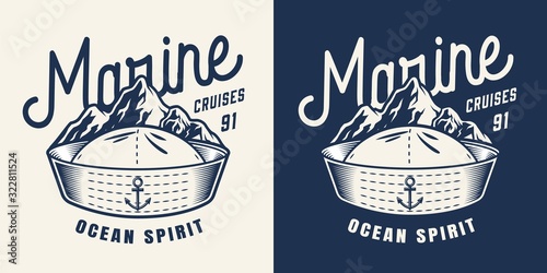 Vintage marine monochrome badge