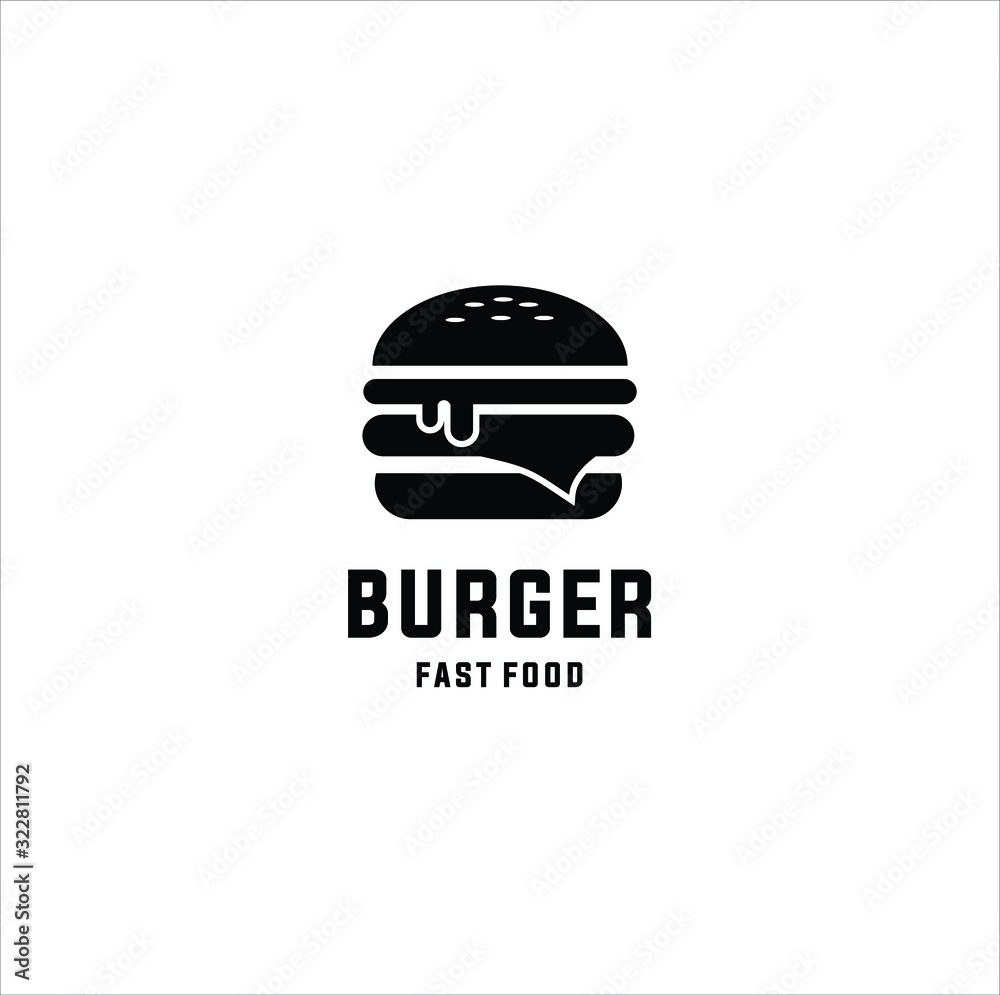 burger logo design vector template, Fast food logo,  badge flat modern minimal design illustration. - obrazy, fototapety, plakaty 
