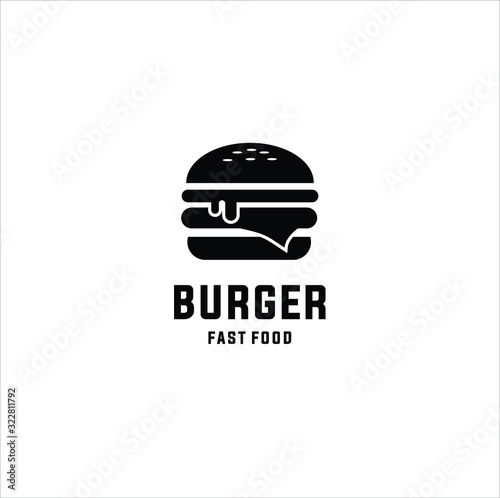 burger logo design vector template, Fast food logo,  badge flat modern minimal design illustration.