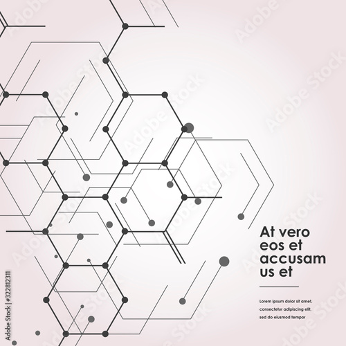 Modern connect molecular structure with hexagon vector elements