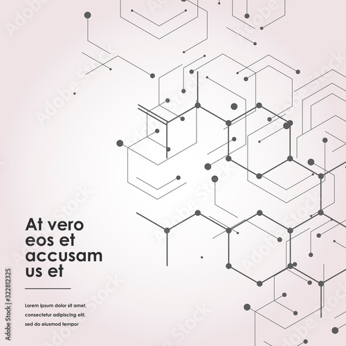 Modern connect molecular structure with hexagon vector elements