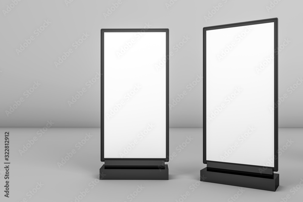 3d rendering of trade and retail concepts. Empty advertising billboard. Clear outdoor poster template and commercial outside baner for ad. Empty street banner with copy space. 3d rendering of trade and retail concepts. Empty advertising billboard. Clear outdoor poster template and commercial outside baner for ad. Empty street banner with copy space.