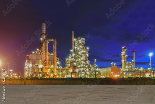 long exposure Oil refinery plant, power plant on twilight.