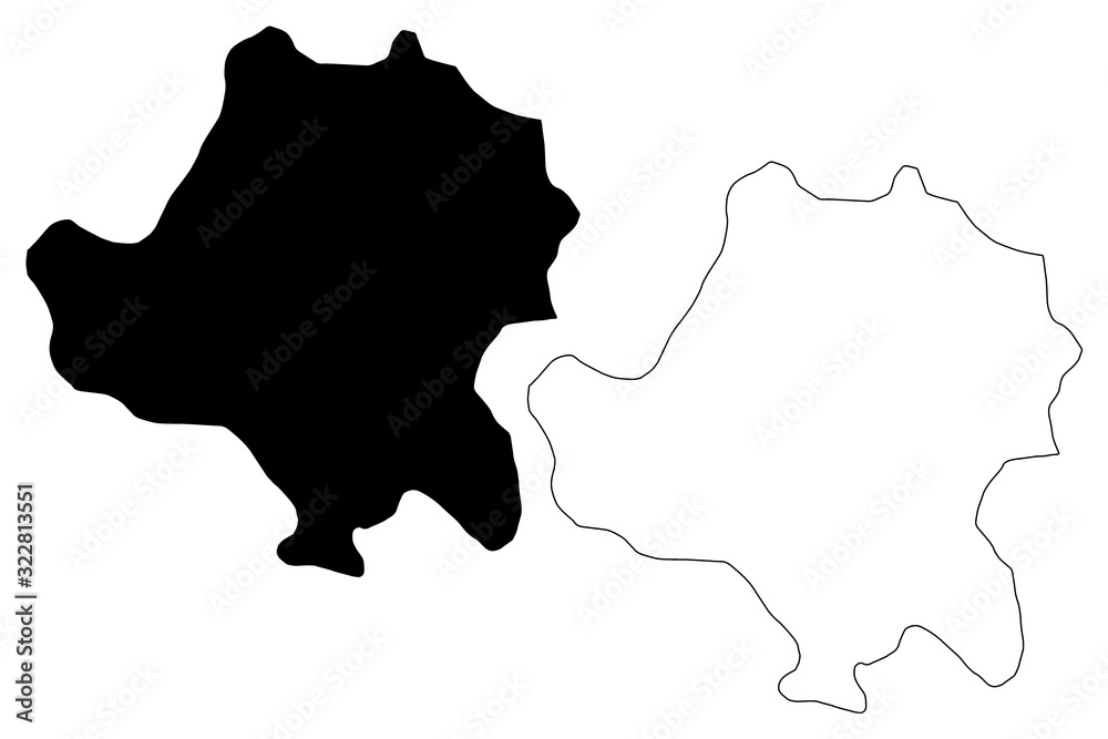 Radovis Municipality (Republic of North Macedonia, Southeastern Statistical Region) map vector illustration, scribble sketch Radovis map