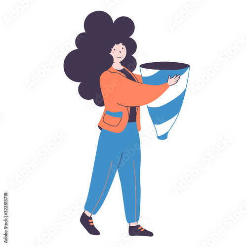 Sales funnel manager flat vector cartoon character