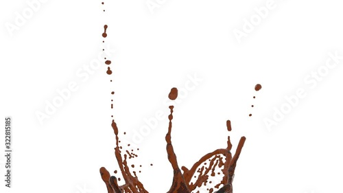 Animation of a jet of coffee in the form of a crown on a white background.