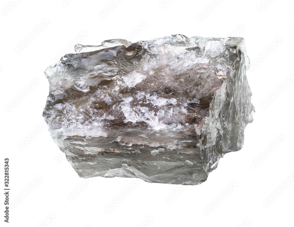 Fototapeta premium rough smoky quartz rock cutout on white