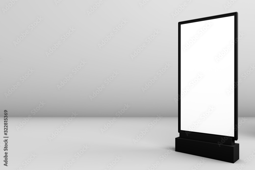 3d rendering of trade and retail concepts. Empty advertising billboard.  Clear outdoor poster template and commercial outside baner for ad. Empty street banner with copy space.
