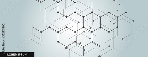 Vector network hexagon and connected cells background photo