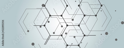 Geometric lines and dots pattern. Modern hexagons and cells background. Connection vector illustration