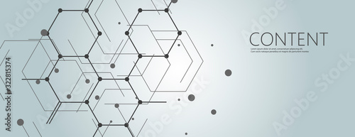 Geometric lines and dots pattern. Modern hexagons and cells background. Connection vector illustration