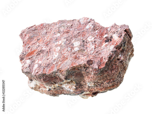 unpolished rhyolite rock cutout on white photo