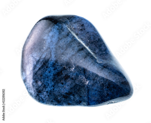 polished Dumortierite gem stone cutout on white