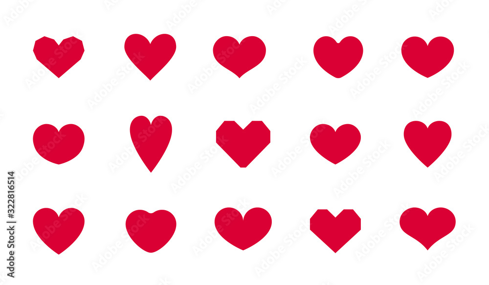 Set heart vector icon. Hearts shape different design collection.
