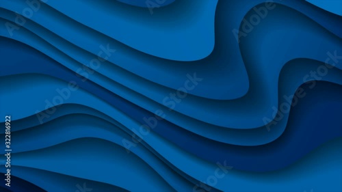 Dark blue paper waves abstract motion design. Elegant wavy background. Seamless loop. Video animation Ultra HD 4K 3840x2160