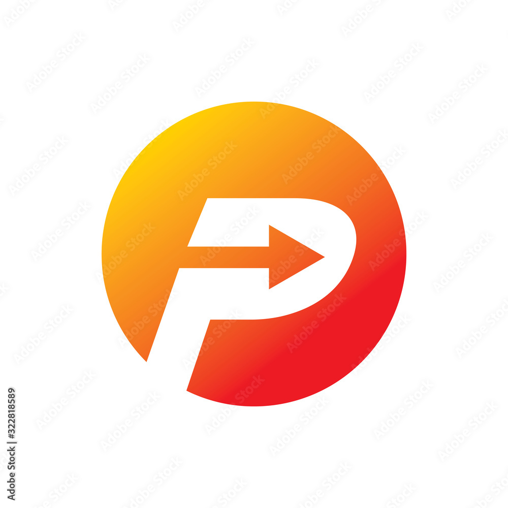 bright color letter p arrow circle logo design bright color letter p arrow circle logo design