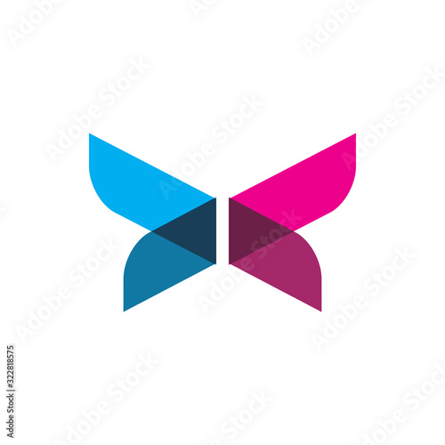 blue pink purple color letter x butterfly logo design