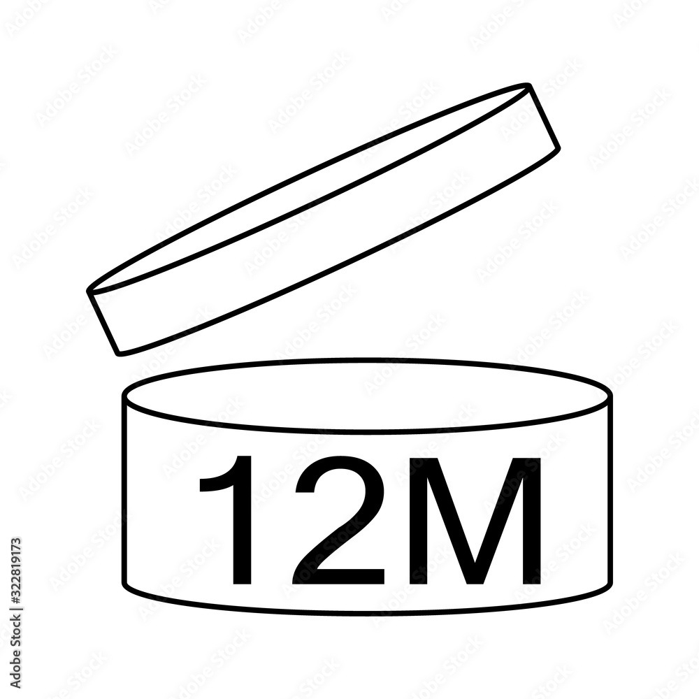 Period after opening PAO symbol. Cosmetics symbol isolated on white