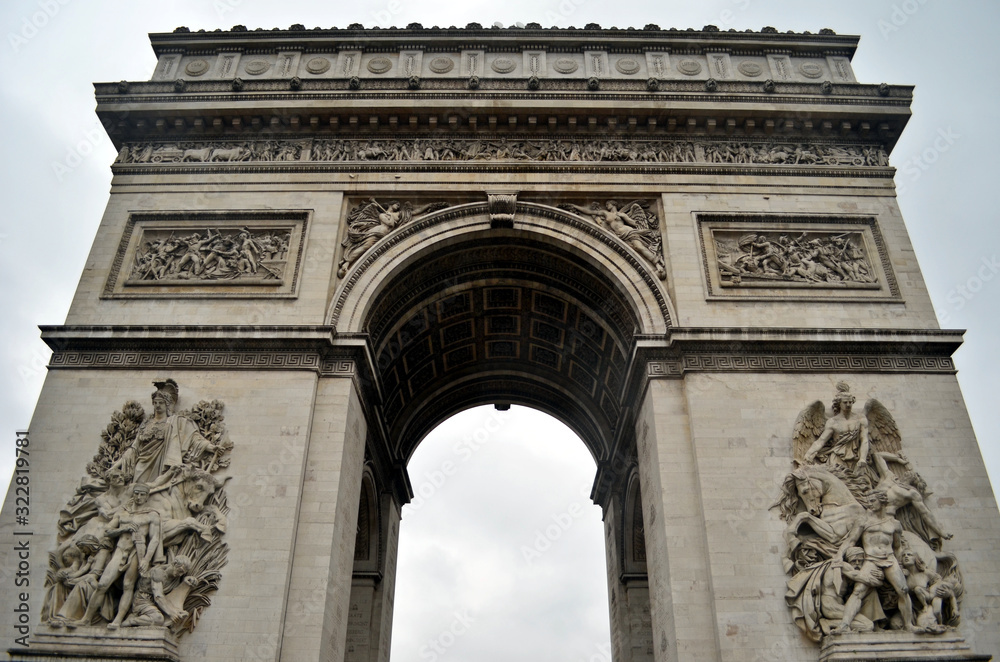 Arc de Triomphe in Paris in rainy day