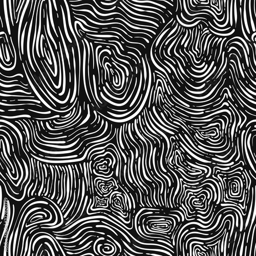 vector doodle white wood grain seamless pattern on black