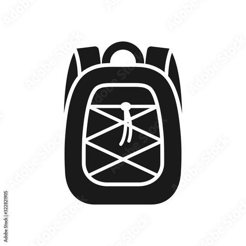 Backpack simple black isolated vector icon. Bag, hand luggage or backpack glyph symbol.