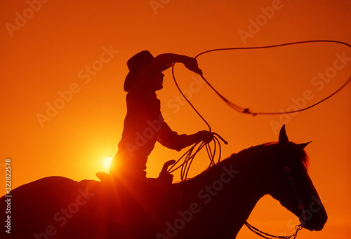 Cowboy with lasso photo