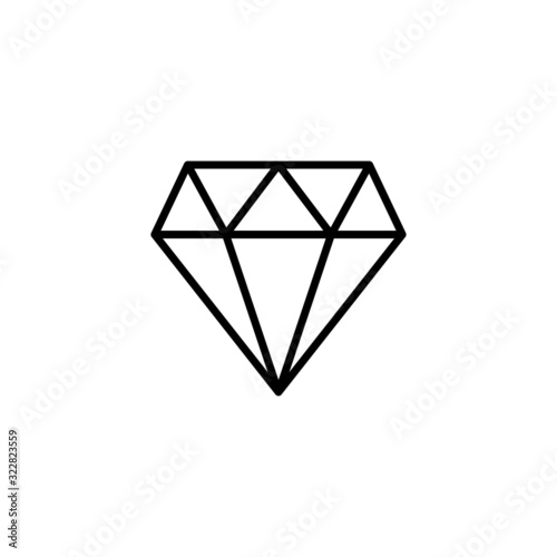 Diamond line icon. Outline logo isolated on white background, precious crystal stone sign for web design, app, mobile concept. Game diamond vector editable stroke