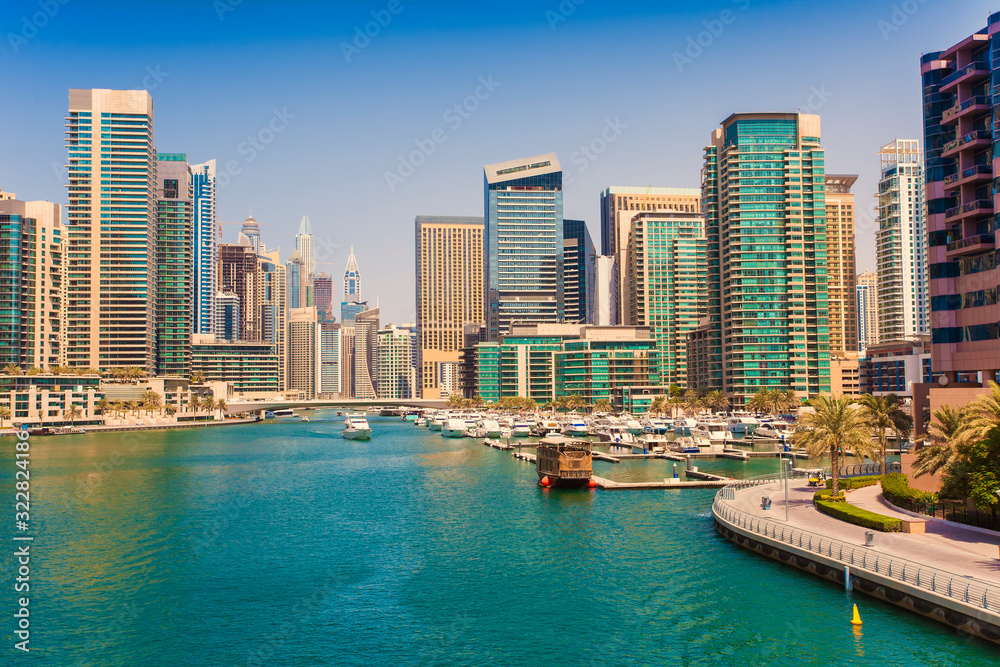 Dubai city downtown. Marina area, UAE Dubai city downtown. Marina area, UAE
