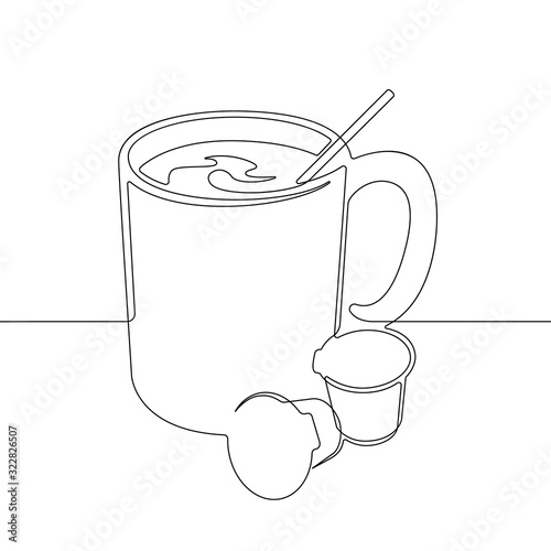 Coffee Mug One Continuous Line Abstract Vector Graphic Icon