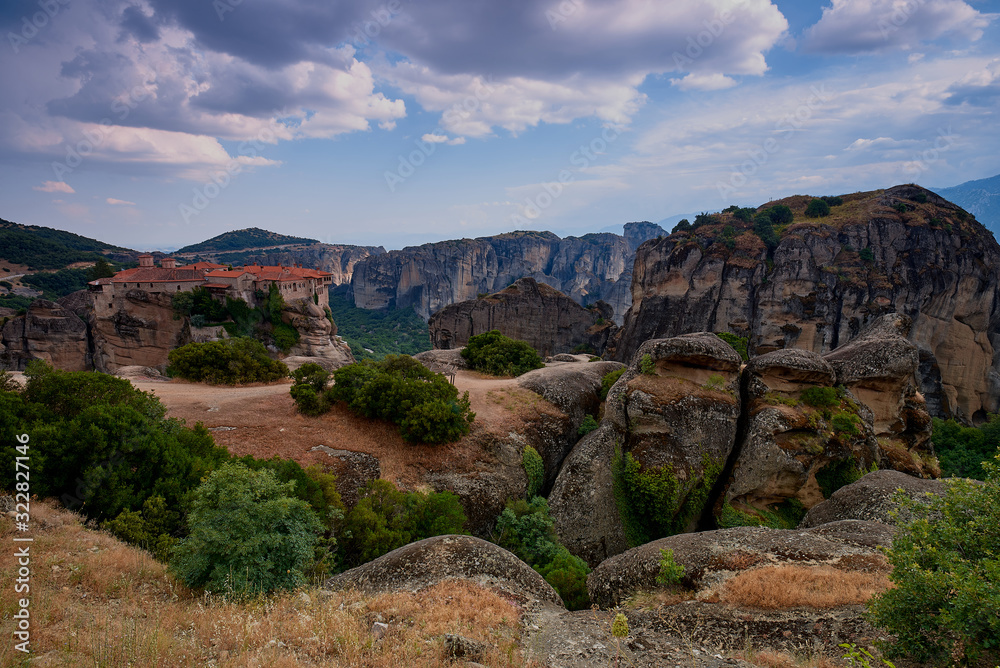 Great  Monastery of Varlaam at the complex of Meteora monasteries. Thessaly. Greece. UNESCO World Heritage List.