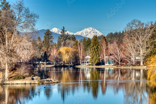 Mirror Pond at Drake Park Mountain View in Bend, Oregon