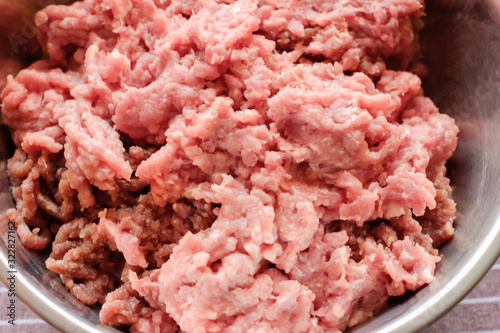 raw meat in a pan