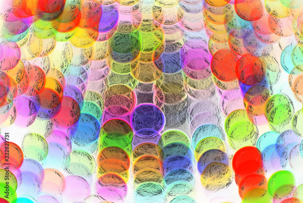 Abstract background, multicolored elements in the form of bokeh with creative post-processing.