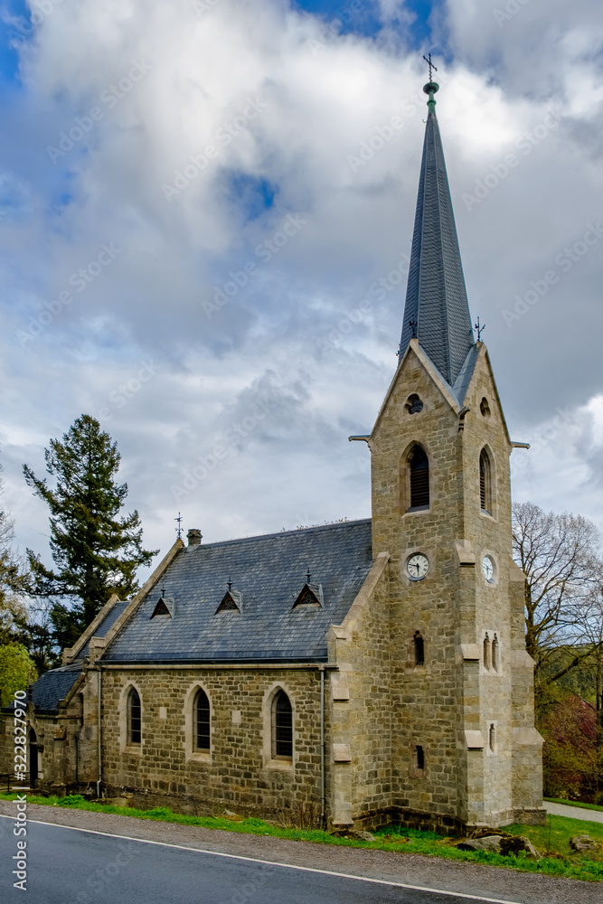 Denkmalgeschützte Bergkirche in Schierke (Ansicht von Nordwesten)