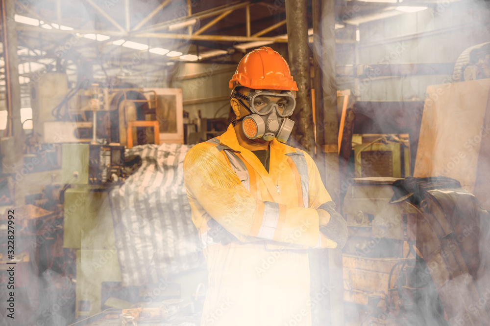 engineer working in industrial company with mechanical receiving toxic