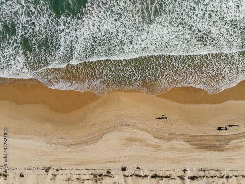 Aerial view of the shore of a Mediterranean beach