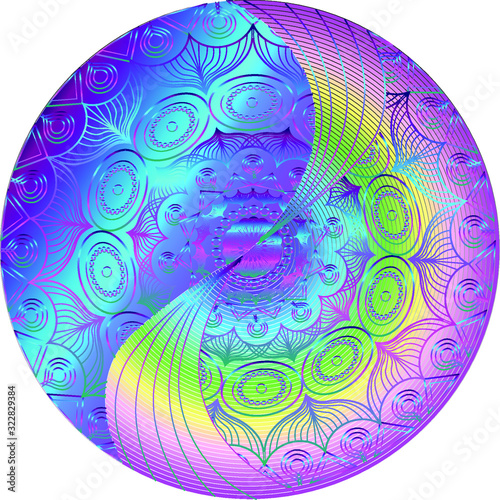 Beautiful asymmetric multi color mandala, symbol of world