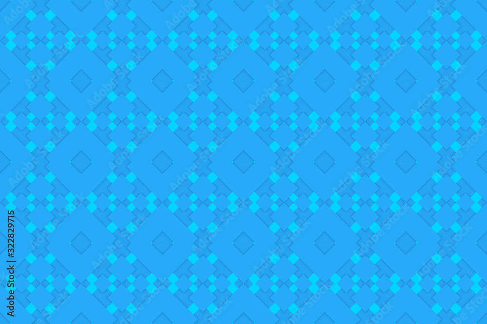3d rendering. seamless blue square grid art design pattern tiles wall texture background.
