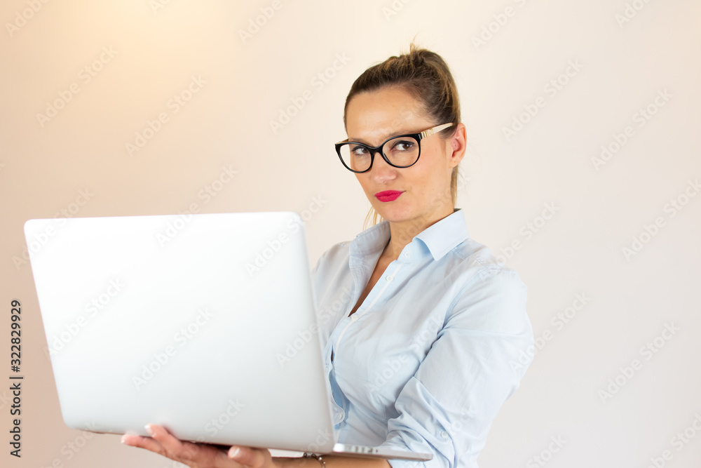 Young sexy woman with computer