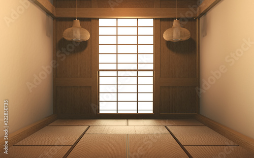 Interior mock up Japan Room Design Japanese-style and the white backdrop provides a window for editing. 3D rendering