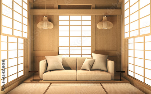 Interior mock up Japan Room Design Japanese-style and the white backdrop provides a window for editing. 3D rendering