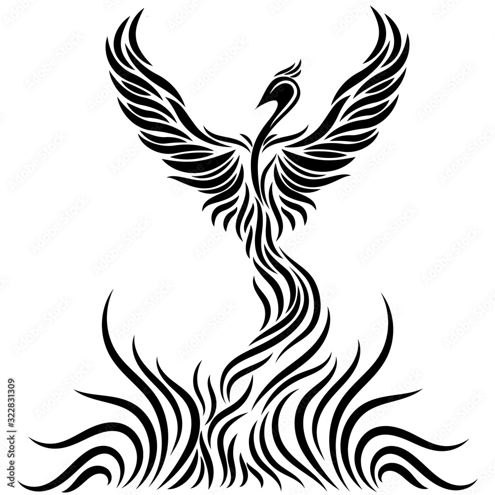 Fototapeta premium laser cutting fire bird pattern