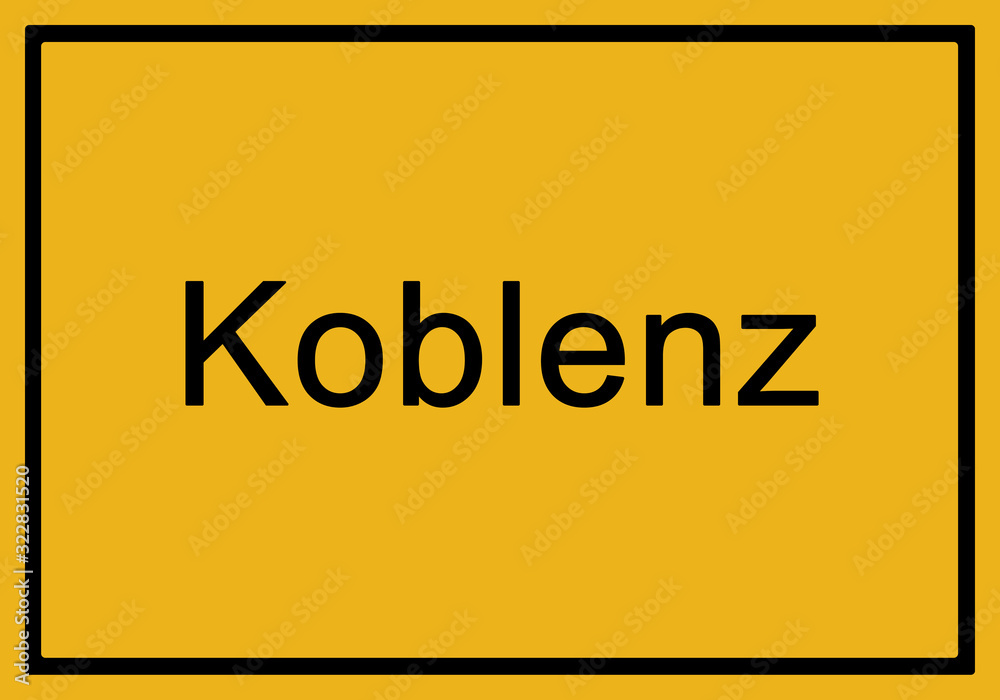 Typical german yellow city sign Koblenz Typical german yellow city sign Koblenz