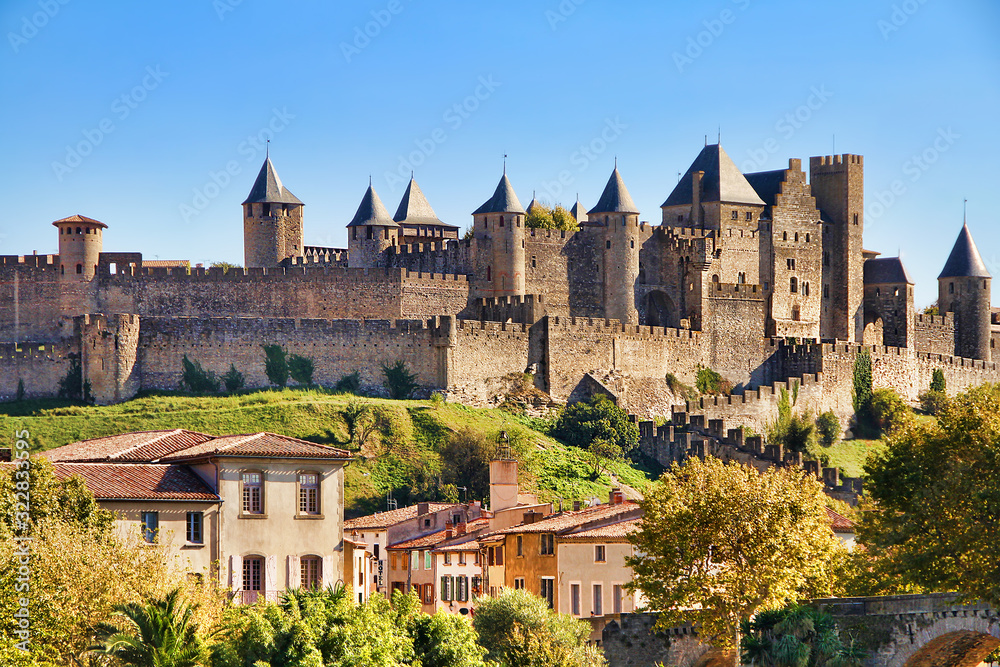 View of the Famous Castle of Carcassonne, France