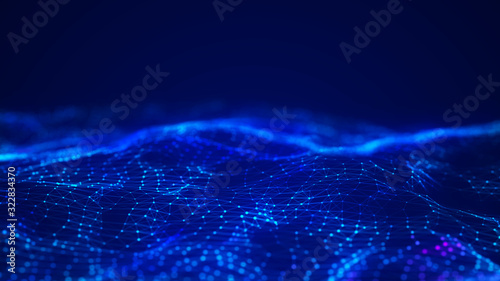 Network connection dots and lines. Technology background. Plexus. Big data background. 3d rendering.