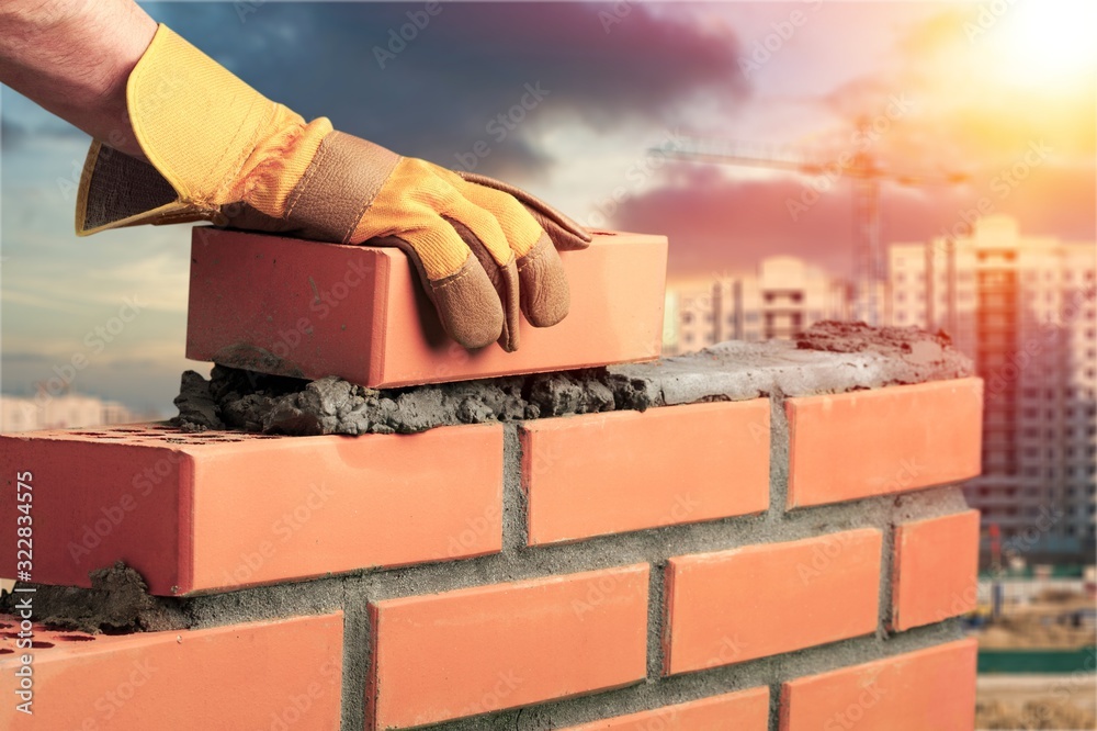 Bricklayer build cement masonry layer